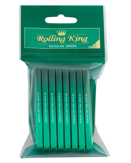 Rolling King Green Regular Rolling Papers - Pack of 8